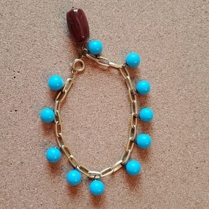 Hand Made by Shannon Turquoise and Amber Bracelet